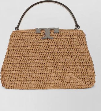 Tory Burch eleanor raffia mini tote satchel bag