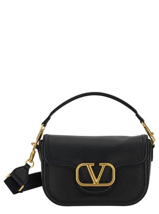 Valentino Garavani Black Loc Leather Shoulder Bag