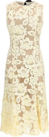 Self Portrait Womens Dress Crochet Lace Midi Yellow Polyester