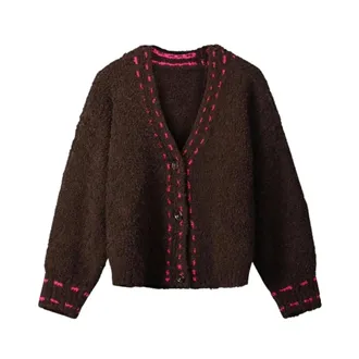 Pom Amsterdam Truien & Vesten, Dames, Bruin, S, Wol, Elise Cardigan