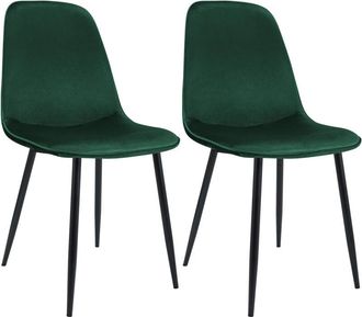 Clp Juego De 2 Sillas De Comedor Maryam Verde Terciopelo