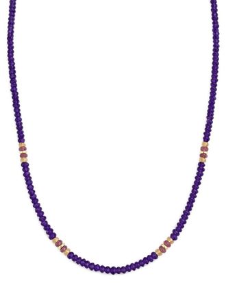 Jewelmak 14K African Amethyst, Citrine, Pink Tourmaline Necklace