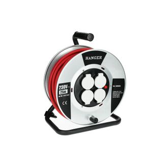 Hanger Enrollador El&eacute;ctrico De Acero 25 M Cable 4 Tomas