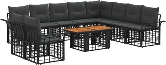 vidaXL Conjunto De Sof&aacute;s De Jard&iacute;n 11 Uds. Negro Y Gris Oscuro Vidaxl