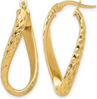 Diamond2Deal 14K Yellow Gold Diamond-cut Twist Hoop Earrings