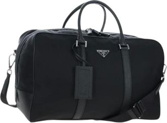 Prada Vintage, unisex, Zwart, ONE Size, Nylon, Pre-owned Boston Bag