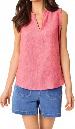 Lilly Pulitzer Kavalla Sleeveless Ruffle Top In Paradise Punch X Resort White