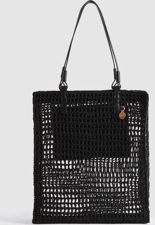 Reiss Black Waxed Woven Tote Bag