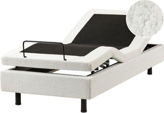 Beliani Adjustable Bed without Headboard Boucle DUKE 80 x 200 cm (EU Small Single) Off-White