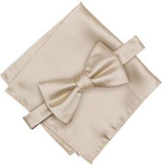 Original Penguin Textured Satin Bow Tie & Pocket Square Set in Cream at Nordstrom Rack