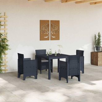 Berkfield Home Modern 5 Piece Garden Dining Set with Cushions Anthracite Poly Rattan