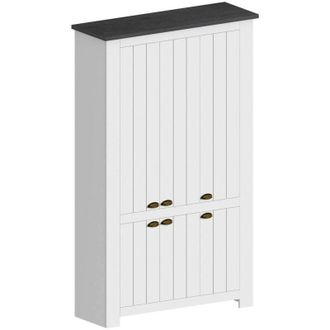 Dmora Scarpiera Tazio, Porta scarpe salvaspazio a 6 ante, Armadio multifunzione da ingresso, 114x42h200 cm, Bianco e Ardesia, con imballo rinforzato - Dmora