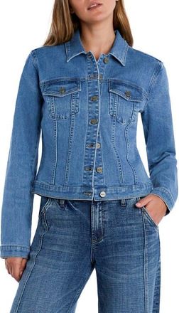 HINT OF BLU Sleek Stretch Denim Trucker Jacket in Shine Blue at Nordstrom, Size X-Large