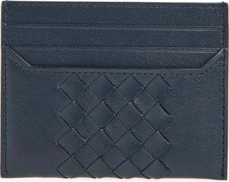 Bottega Veneta Piccolo Intrecciato Leather Card Case in Neptune at Nordstrom