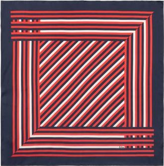 Echo Stripes Silk Scarf in Navy at Nordstrom