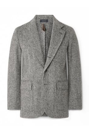 Drake's Games Mk. VII Unstructured Herringbone Harris Wool-Tweed Blazer