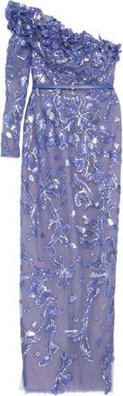Saiid Kobeisy One-Shoulder Embroidered Tulle Dress