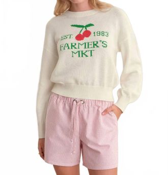 525 america Clover Market Graphic Cotton Sweater In Chalk