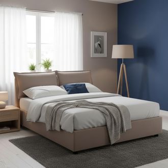 Dmora Talamo Italia - Cama Matrimonial Teresa, Cama Contenedor Con Revestimiento De Tela, 100% Made In Italy, Apertura Frontal, Con Colch&oacute;n Cm 140x200 Inclu