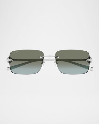 Gucci Mens GG1703S Metal Rectangle Sunglasses