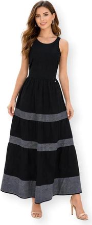 HUGO BOSS C Dedil Maxi Jurk - Dames - Maxi kleedjes - Zwart - XL - Katoen - Kleedjes