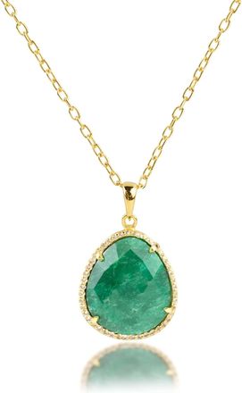 MAX + STONE 18k Gold Over Sterling Silver 7 Ct. 10x10mm Pear Cut Gemstone Necklace