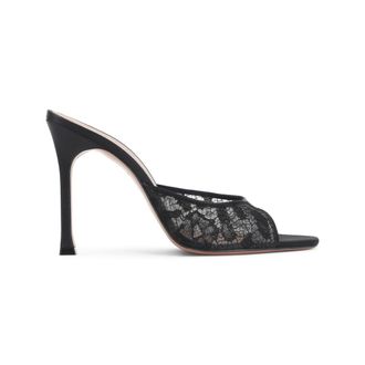 Amina Muaddi Black Alexa Lace Heels