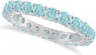 Allurez Lab Aquamarine Eternity Ring Band 14k White Gold (1.07ct)