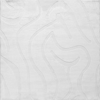 Beliani Alfombra Para Sal&oacute;n Moderna Forma Cuadrada Jacquard 160 X 160 Cm Pelo Corto Blanco Crema Selvori