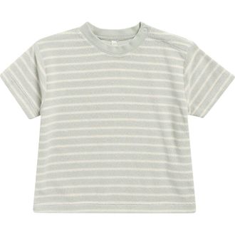 Rylee + Cru Seafoam Stripe Cotton Blend Terry T-Shirt at Nordstrom, Size 18-24M