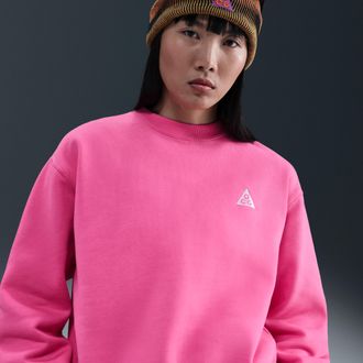 Nike Womens Nike ACG Tuff Fleece Therma-FIT Crew-Neck Sweatshirt in Pink | IH0715-684