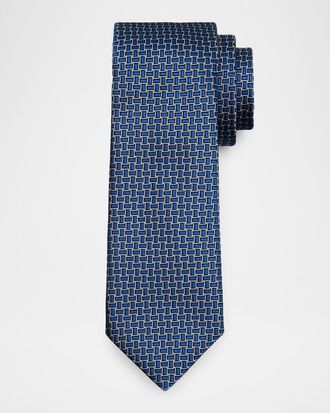 Canali Men & apos;s Stacked Geometric Jacquard Silk Tie