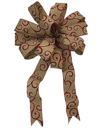 Creative Displays Inc. 15In Beige & Gold Bow With 22In-26In Long Tails & Wired Edges