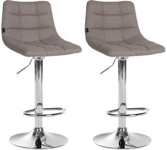 Clp Clp - Set De 2 Taburetes De Bar Jerry En Tela Gris Cromado