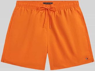 Tommy Hilfiger Regular Fit Badehose mit Logo Stitching in Orange, Gr&ouml;&szlig;e XXL