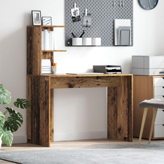 Berkfield Home Old Wood Writing Desk Old wood Wood Medium Minimalistic in Brown