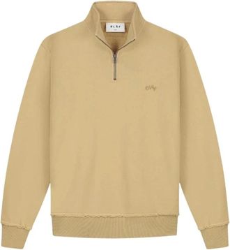 Olaf Hussein Signature Zip Mock - Heren - Sweatshirts - Beige - M - Katoen - Hoodies & sweatvesten