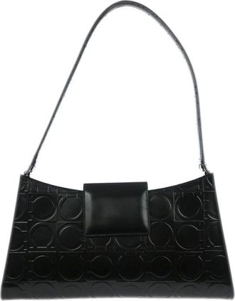 Ferragamo Pre-owned Shoulder Bags, female, Black, Size: ONE SIZE Pre-owned Vintage Gancini Embossed Shoulder Bag