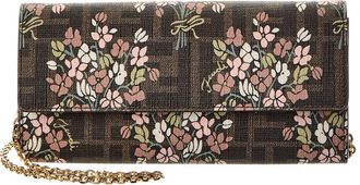 Fendi Fendi Roma Ff Jacquard & Leather Wallet On Chain