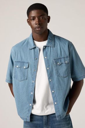 Levi's Short Sleeve Boxy Western Lightweight Shirt - Men - XL - Medium Wash / Come Outside