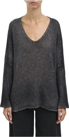 Avant Toi Maglia Scollo a V in Garza di Cashmere - Dames - Cashmere truien - Zwart - XS - Kasjmier - Truien & Vesten