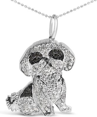 House of Brilliance 925 Sterling Silver 1 1/4 Cttw Diamond Shih Tzu Dog Pendant Necklace