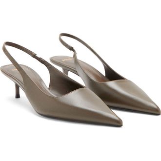 Mango Tom Slingback Pointed Toe Pump in Khaki Green at Nordstrom, Size 7.5Us