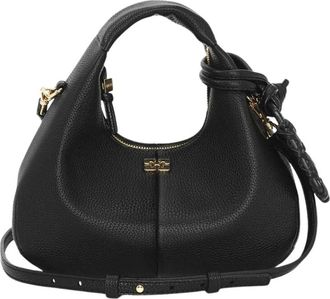 Ganni Dames Hobo Mini gegreineerde Zwart - Dames - Handtassen - Zwart - ONE Size - Tassen