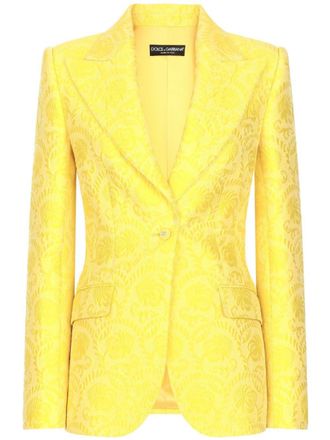 Dolce & Gabbana Blazer met enkele rij knopen en jacquard - Geel