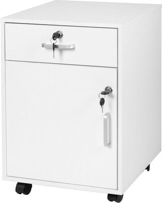 Relaxdays Relaxdays Cajonera Con Ruedas, Caj&oacute;n Y Armario Con Puerta, 57 X 40 X 40 Cm, Con Cerradura, Archivador, Blanco