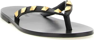 Valentino Garavani Rockstud Thong Sandal - Black
