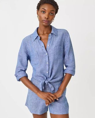 Lilly Pulitzer Sea View Linen Button Down Shirt