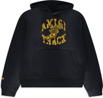 Amiri Faded Black Amiri Track Patch-Embellished Hoodie