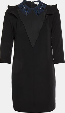 Sandro Black Crepe Embellished Collar Dress